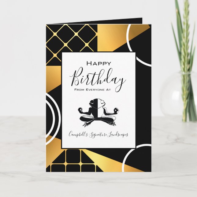 Tarjeta Cumpleaños del empleado Añadir logotipo elegante (Anverso)