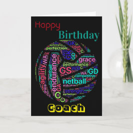 Tarjeta Cumpleaños del entrenador de Netball personalizado