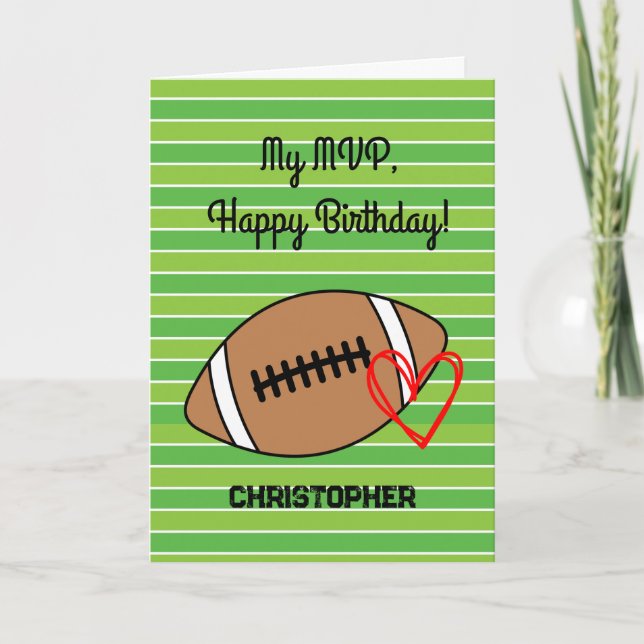 Tarjeta Cumpleaños del equipo de fútbol MVP (Anverso)