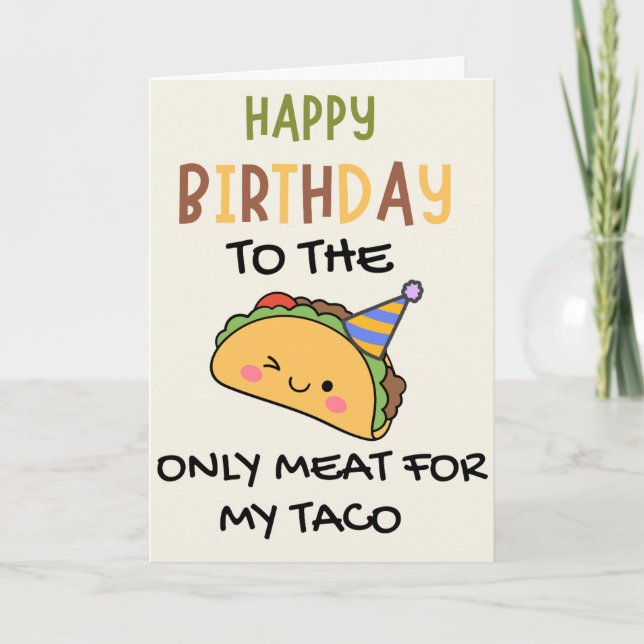 Tarjeta Cumpleaños del esposo divertido para él tacos de c (Anverso)