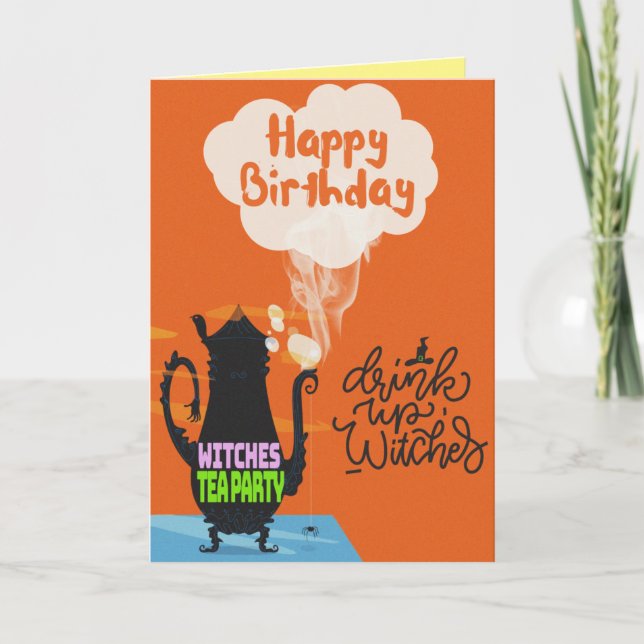 Tarjeta Cumpleaños del Fiesta del té de las brujas (Anverso)