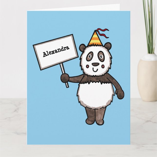 Tarjeta Cumpleaños del Fiesta Panda personalizado (Anverso)