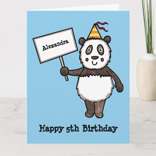 Tarjeta Cumpleaños del Fiesta Panda personalizado (Anverso)