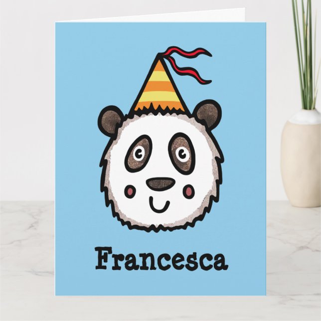 Tarjeta Cumpleaños del Fiesta Panda personalizado (Anverso)