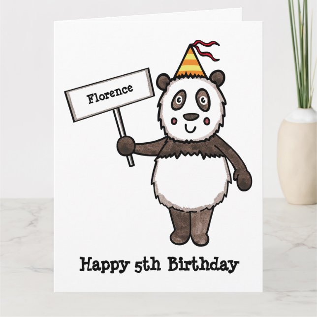 Tarjeta Cumpleaños del Fiesta Panda personalizado (Anverso)