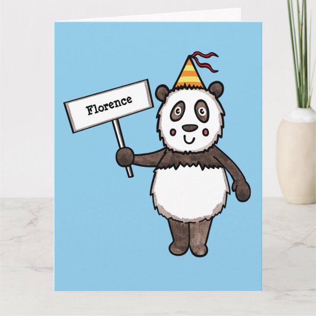 Tarjeta Cumpleaños del Fiesta Panda personalizado (Anverso)