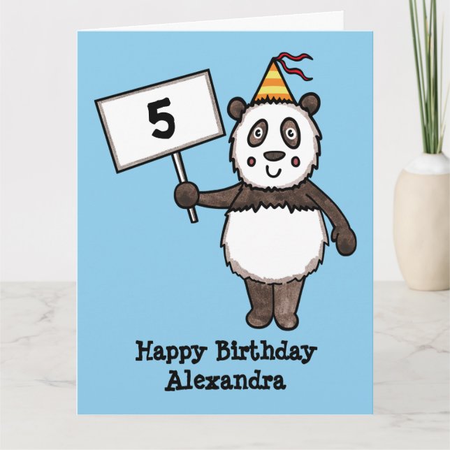 Tarjeta Cumpleaños del Fiesta Panda personalizado (Anverso)