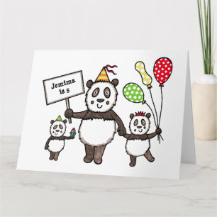 Tarjeta Cumpleaños del Fiesta Panda personalizado