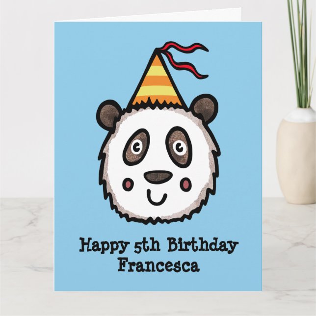 Tarjeta Cumpleaños del Fiesta Panda personalizado (Anverso)