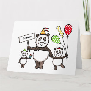Tarjeta Cumpleaños del Fiesta Panda personalizado