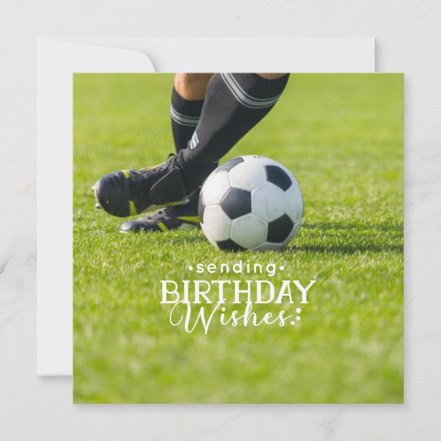 Tarjeta Cumpleaños del fútbol con la pelota y feliz cumple (Anverso)