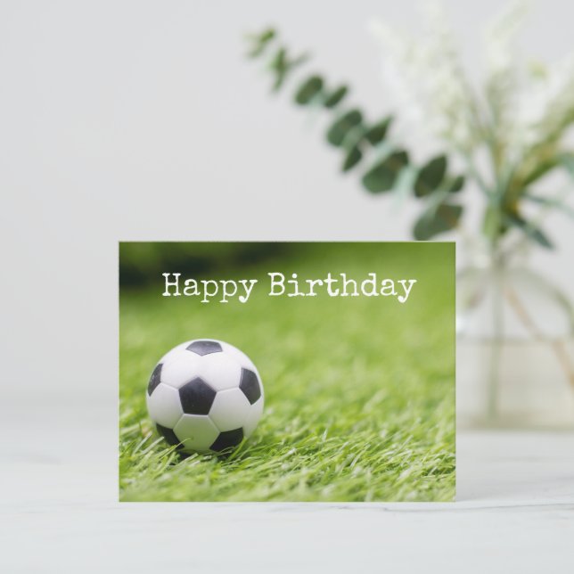 Tarjeta Cumpleaños del fútbol con una pelota de fútbol sob (Anverso de pie)