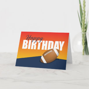 Tarjeta Cumpleaños del fútbol en atleta azul y Naranja