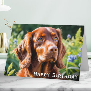 Tarjeta Cumpleaños del Ganadero Irlandés Red Setter Lover