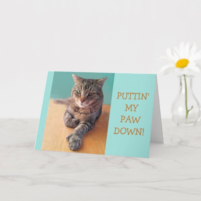 Tarjeta Cumpleaños del gato Big Paw (Planta pequeña)
