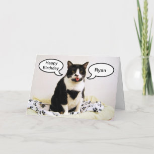 Tarjeta Cumpleaños del gato de Tuxedo Ryan Humor Card