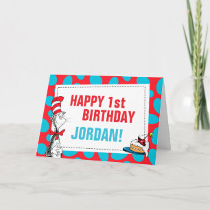 Tarjeta Cumpleaños del gato en el sombrero Dr. Seuss