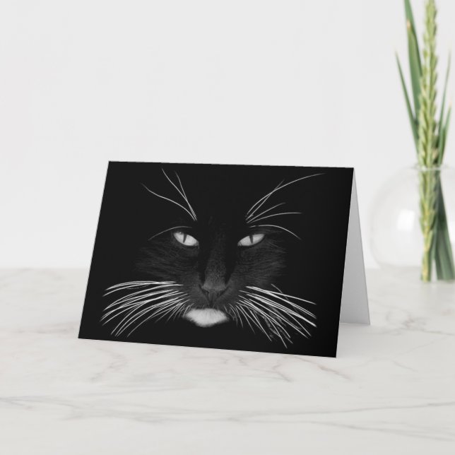 Tarjeta Cumpleaños del gato negro (Anverso)