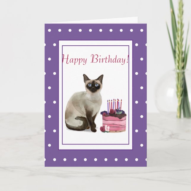 Tarjeta Cumpleaños del gato siamés "Feliz cumpleaños del g (Anverso)