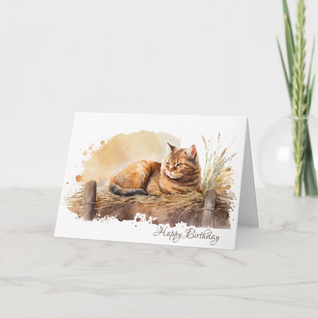 Tarjeta Cumpleaños del Ginger acuarela (Anverso)
