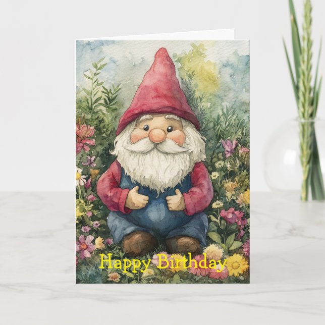 Tarjeta Cumpleaños del Gnomo de Jardín (Anverso)