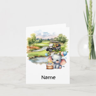 Tarjeta Cumpleaños del golf con carrito de golf