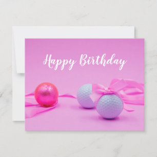 Tarjeta Cumpleaños del golf con la pelota de golf y la cin