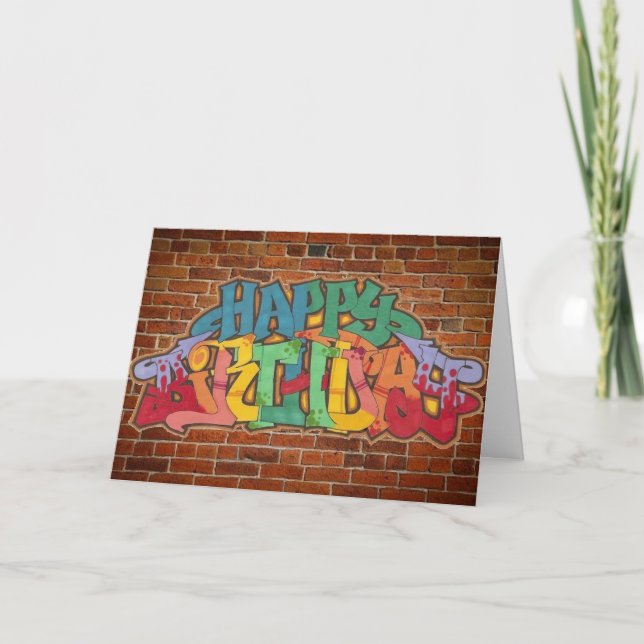 Tarjeta Cumpleaños del graffiti (Anverso)