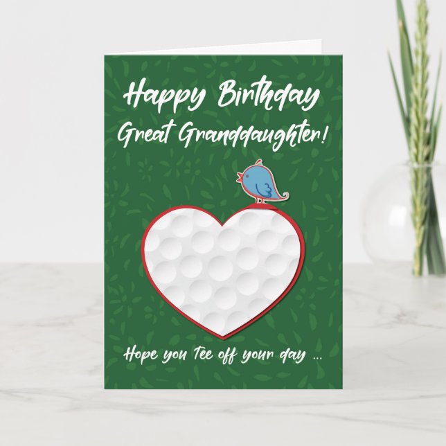 Tarjeta Cumpleaños del Gran Abuelo Golf Sports Heart (Anverso)