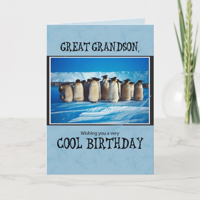 Tarjeta Cumpleaños del Gran Abuelo, Pingüinos (Anverso)