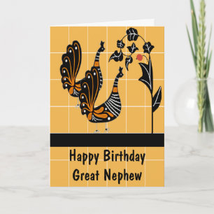 Tarjeta Cumpleaños del gran sobrino con pavos reales