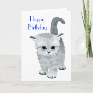 Tarjeta Cumpleaños del Gray Kitten Fluffy