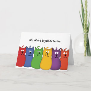 Tarjeta Cumpleaños del Grupo Gatos, Felicitaciones, Buena 