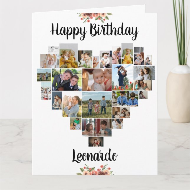 Tarjeta Cumpleaños del guión personalizado del Collage de  (Anverso)