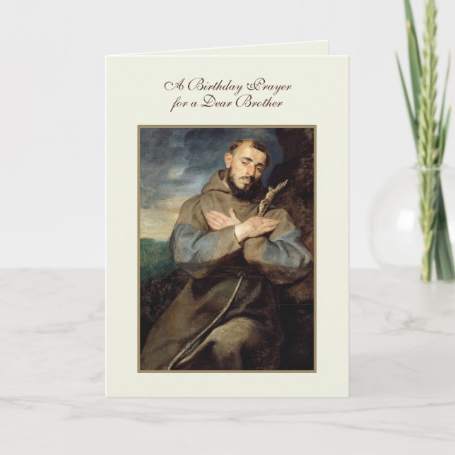 Tarjeta Cumpleaños del Hermano Católico San Francisco (Anverso)
