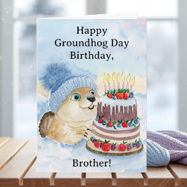 Tarjeta Cumpleaños del hermano Día de la Marmota Feliz Mar