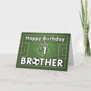 Tarjeta Cumpleaños del Hermano Fútbol con Campo de Grass y
