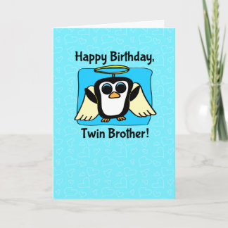 Tarjeta Cumpleaños del hermano gemelo - Pingüino Ángel