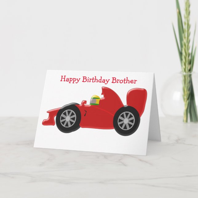 Tarjeta Cumpleaños del Hermano Personalizado del Coche de  (Anverso)