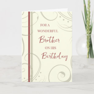 Tarjeta Cumpleaños del hermano rojo y beige