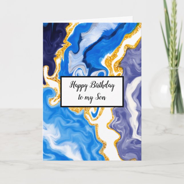 Tarjeta Cumpleaños del hijo de la Marble Azul (Anverso)