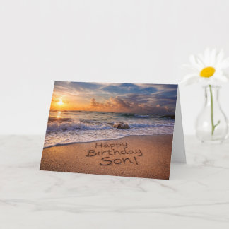 Tarjeta Cumpleaños del hijo Puesta de sol en la playa con