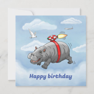 Tarjeta Cumpleaños del Hipopótamo Cohete