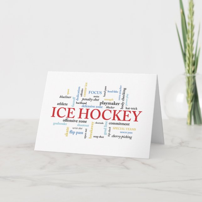 Tarjeta Cumpleaños del hockey sobre hielo del chica en (Anverso)