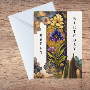 Tarjeta Cumpleaños del Ilustracion Art Deco Flowers
