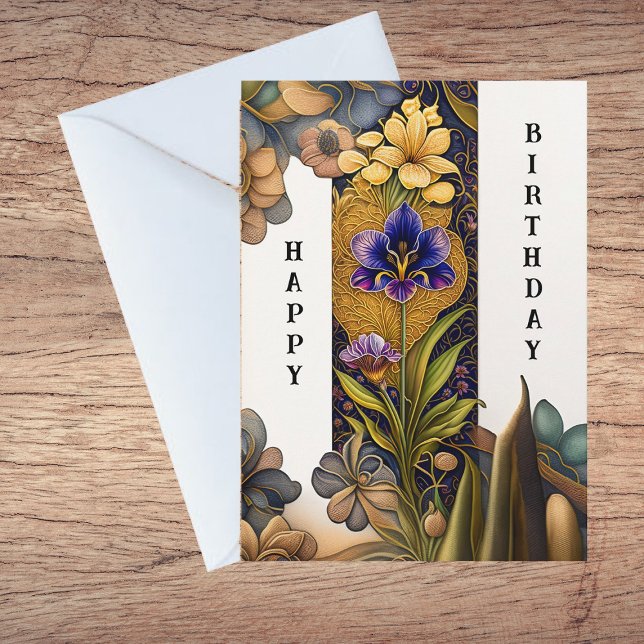 Tarjeta Cumpleaños del Ilustracion Art Deco Flowers (Subido por el creador)