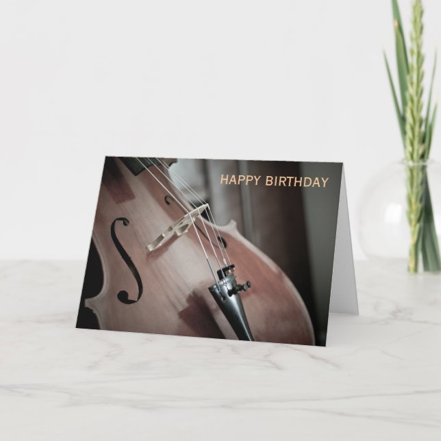 Tarjeta Cumpleaños del instrumento de música clásica Cello (Anverso)