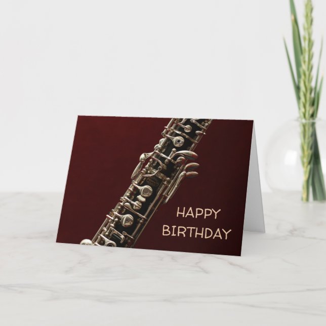 Tarjeta cumpleaños del instrumento de música clásica de Ob (Anverso)