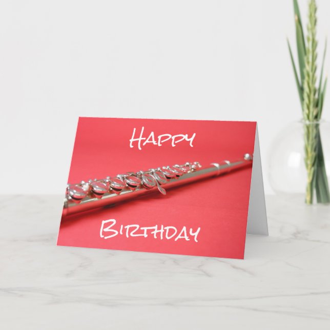 Tarjeta Cumpleaños del instrumento de música clásica flaut (Anverso)