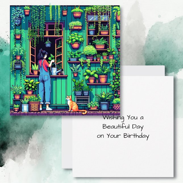 Tarjeta Cumpleaños del Jardín de Arte Pixel Personalizado (Subido por el creador)